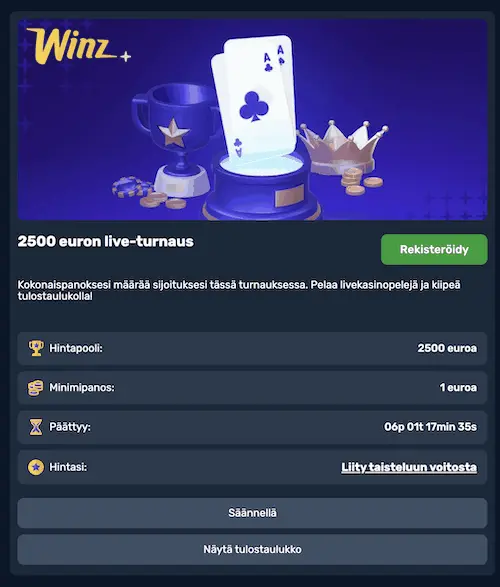 winz kasinoturnaukset