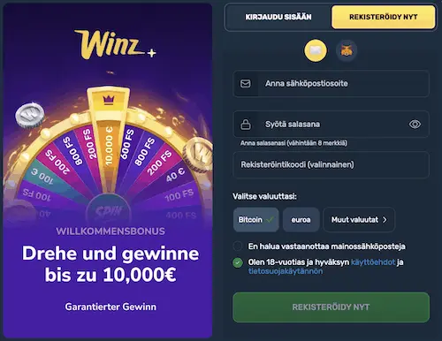 winz io kirjautuminen